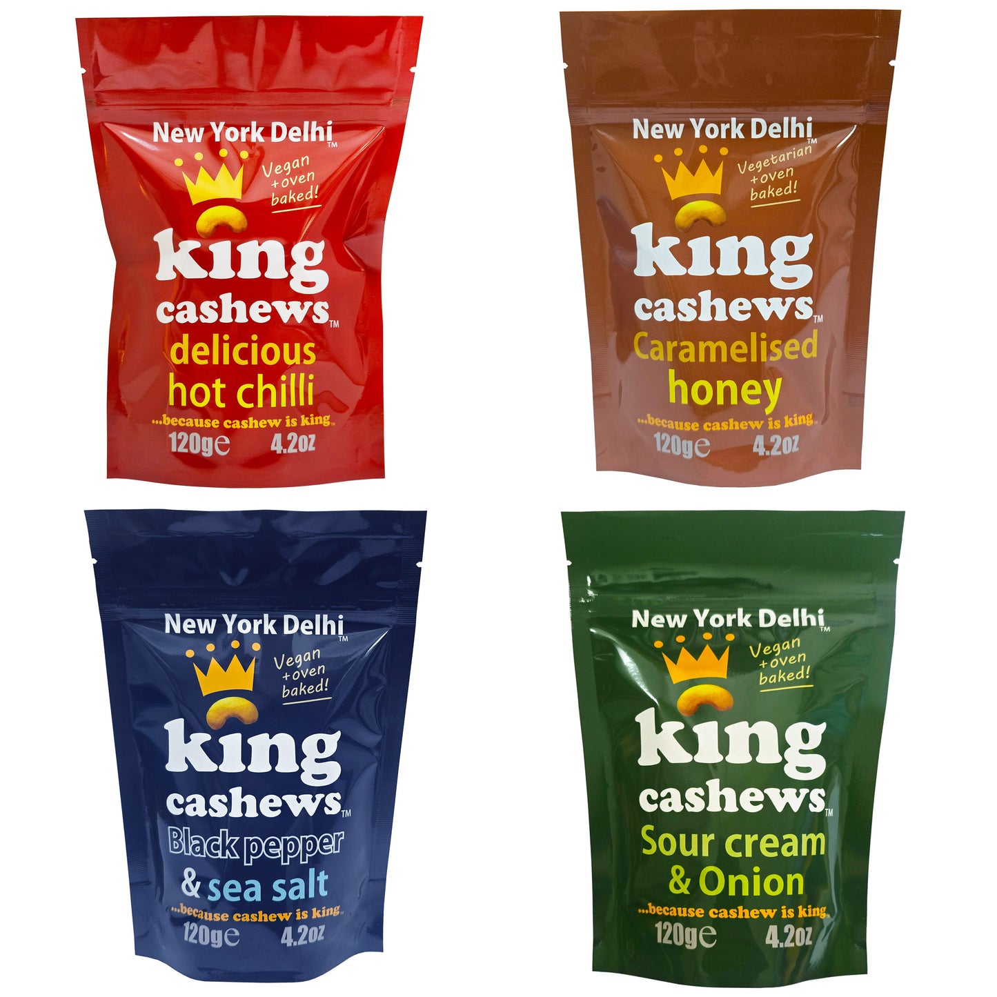 Cashews Selection 4 flavours - 1 bags of each - 4 packs