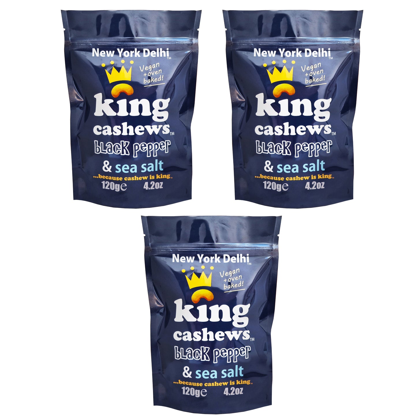 Cashews cracked black pepper & sea salt 3 x 120g packs