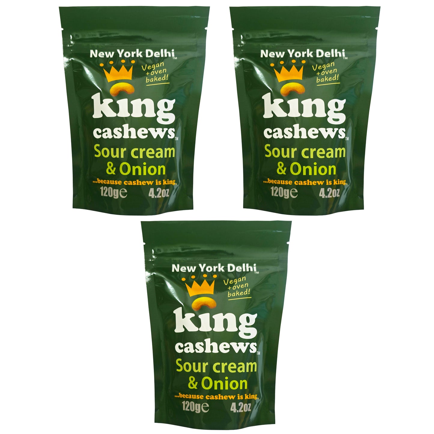 Cashews sour cream & onion 3 x 120g packs