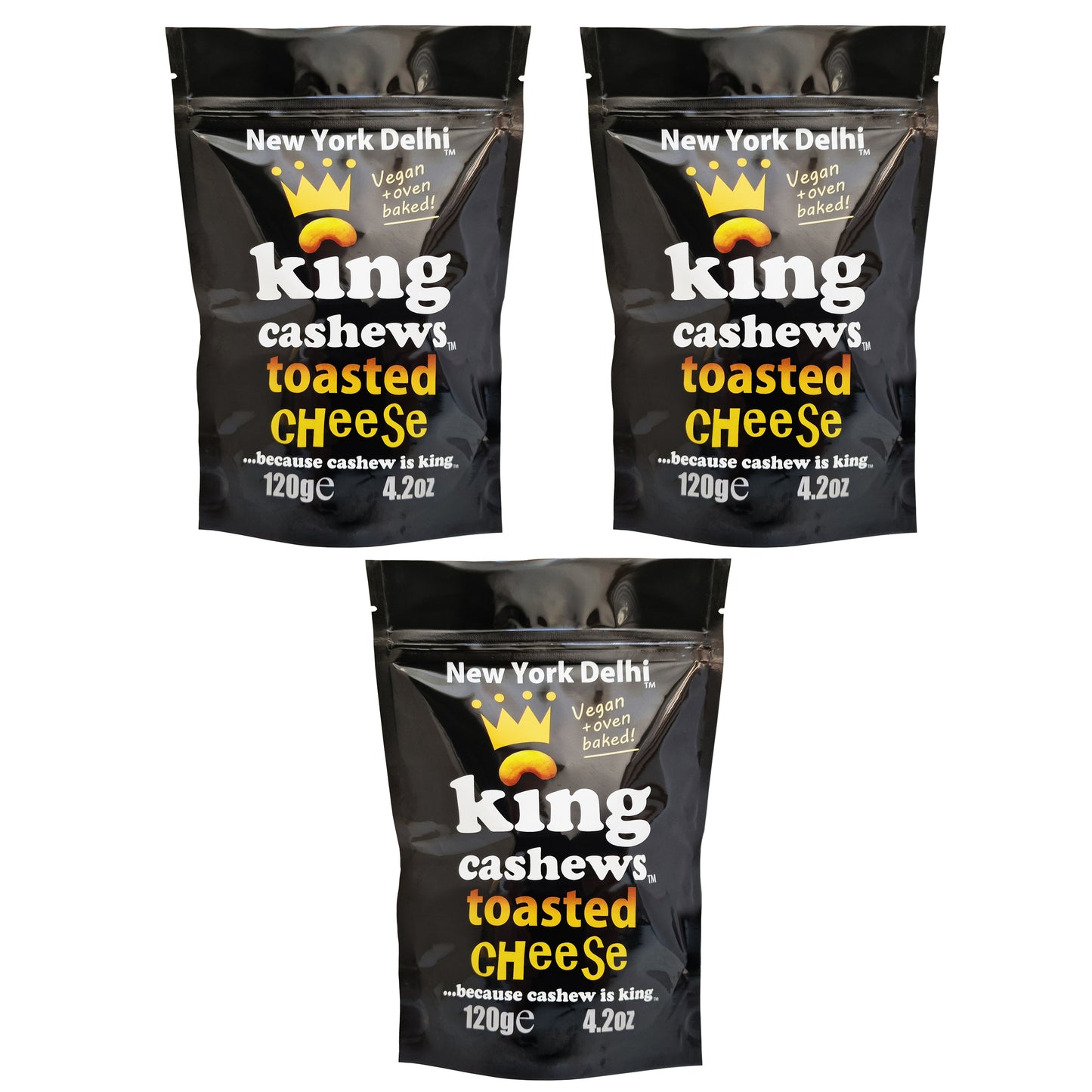 King Cashews Toasted Cheese 3 x 120g  packs