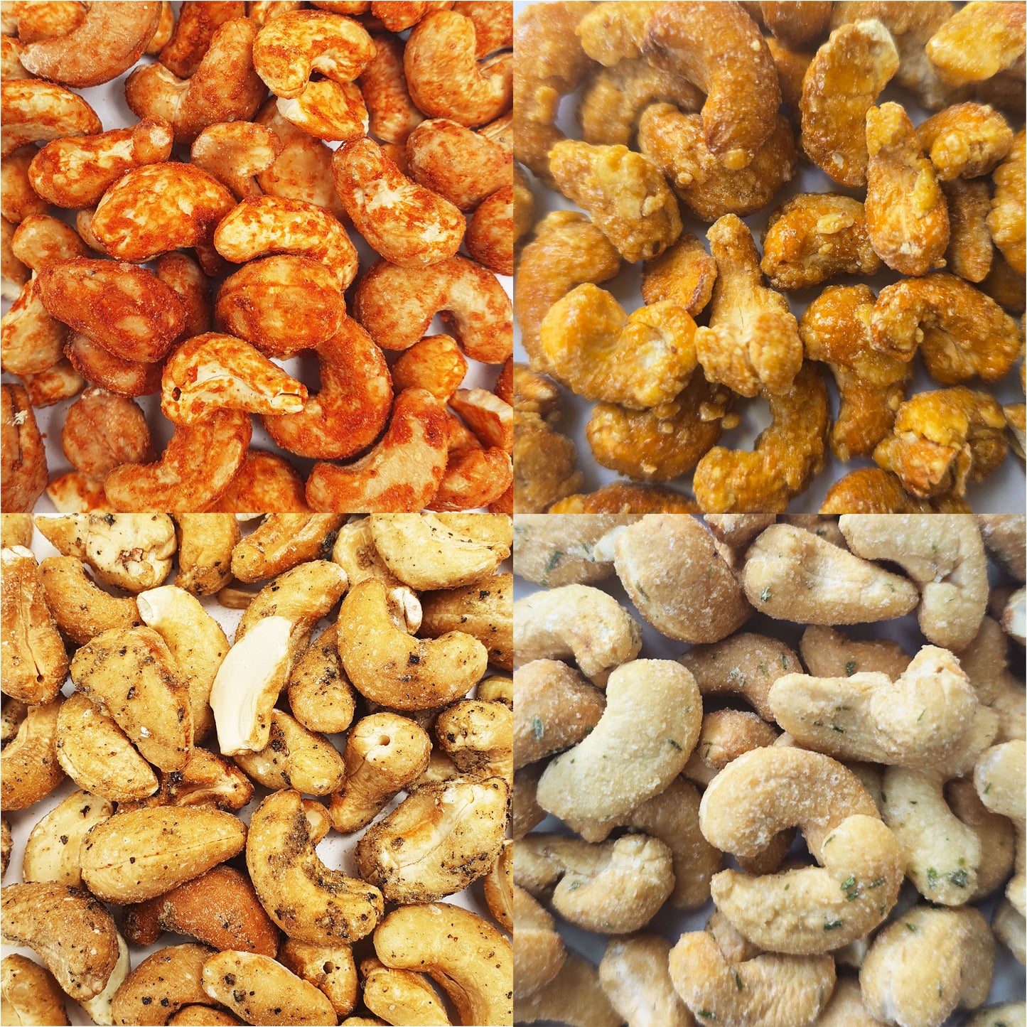 Cashews Selection 4 flavours - 1 bags of each - 4 packs