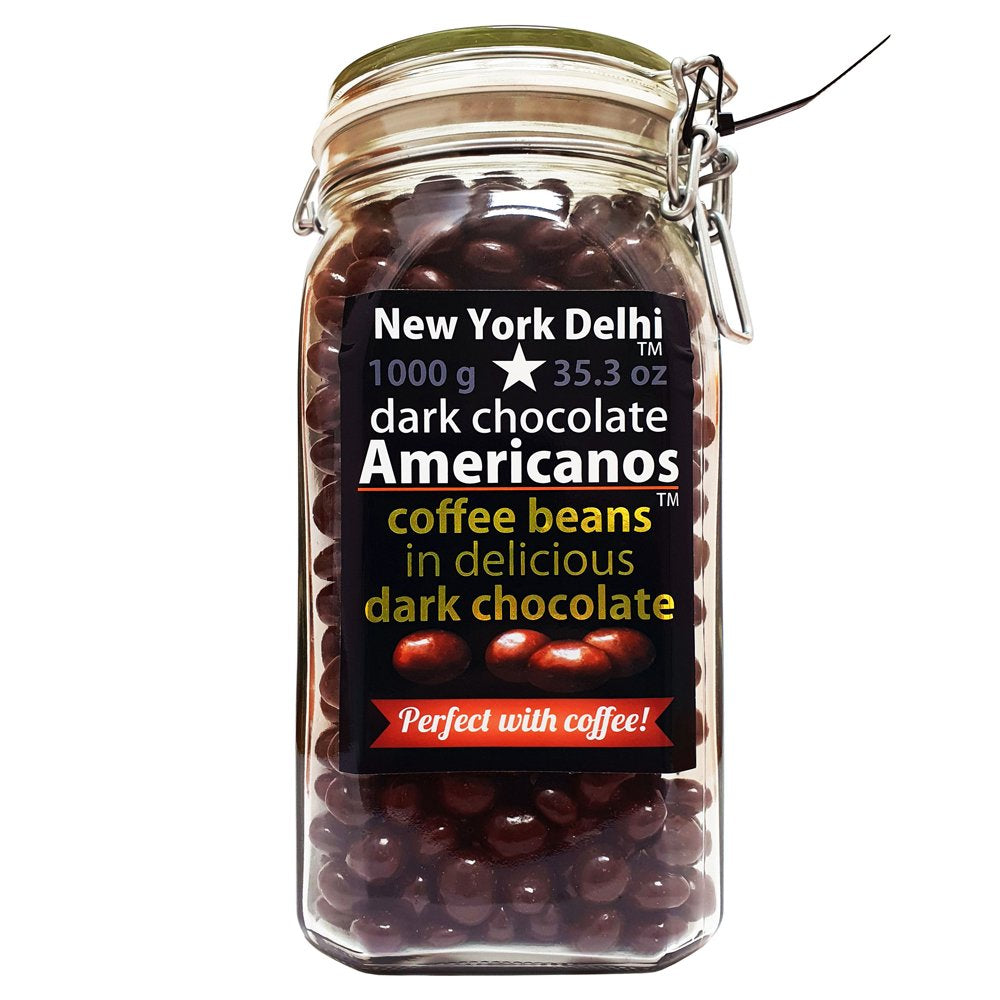 DC Americanos coffee beans in dark chocolate in glass Bar Jar 1000g