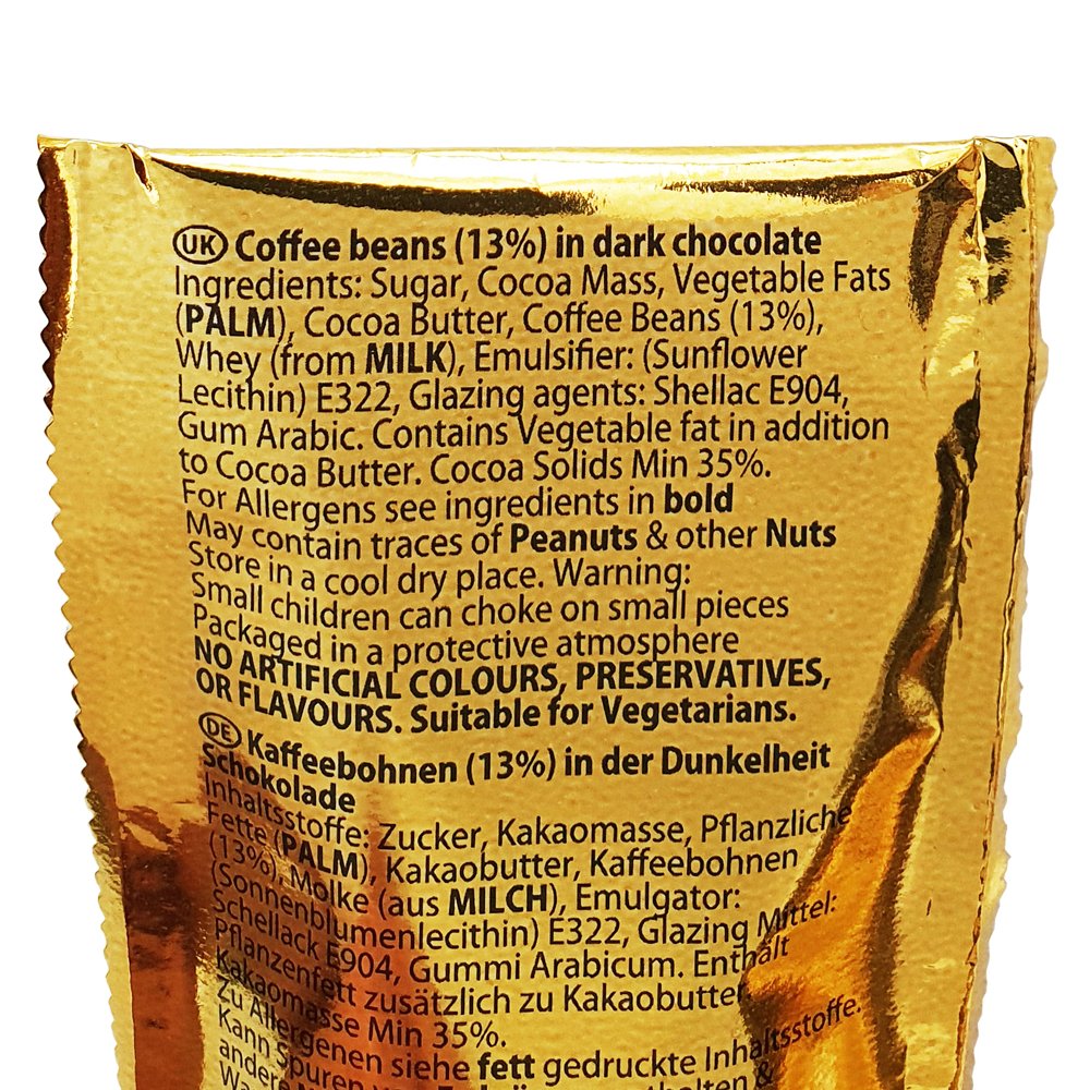 DC Americanos coffee beans in dark chocolate 27g shot pack