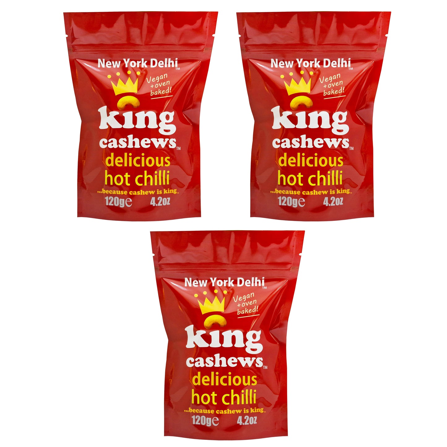 King Cashews Hot Chilli 3 x 120g case