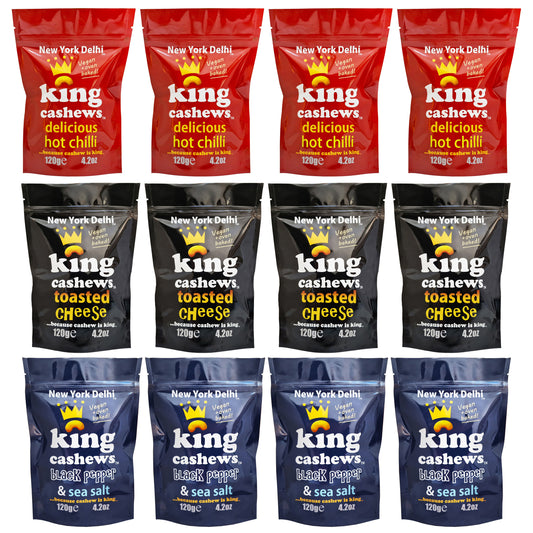 King Cashews Selection 3 flavours - 4 bags of each - case of 12
