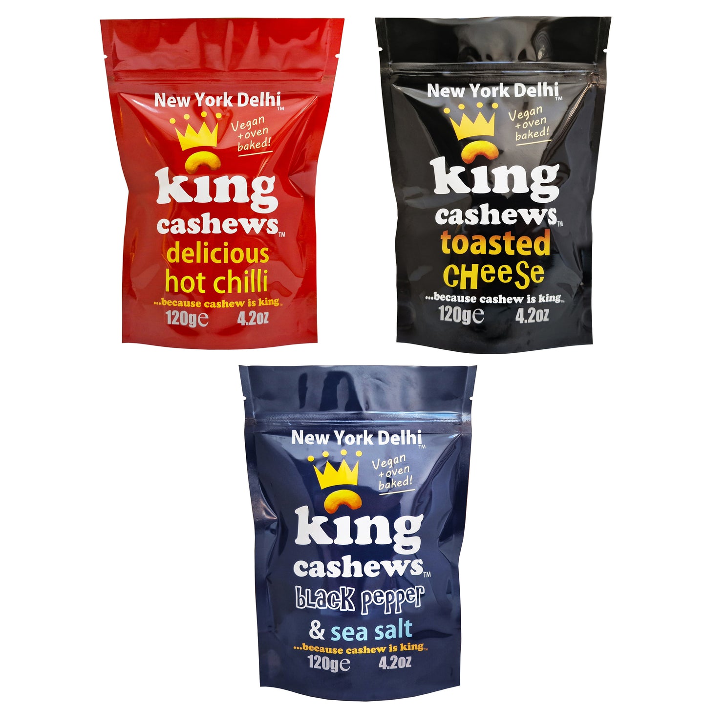 King Cashews Selection 3 flavours - 1 bags of each - 3 packs