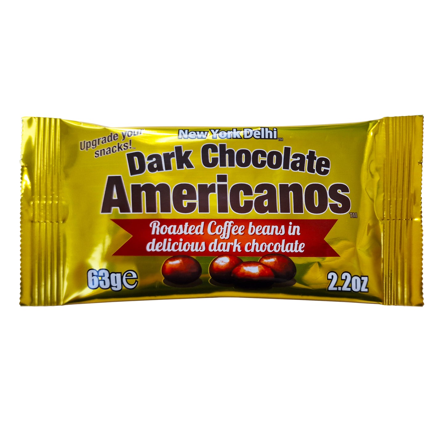 DC Americanos coffee beans in dark chocolate 63g pack