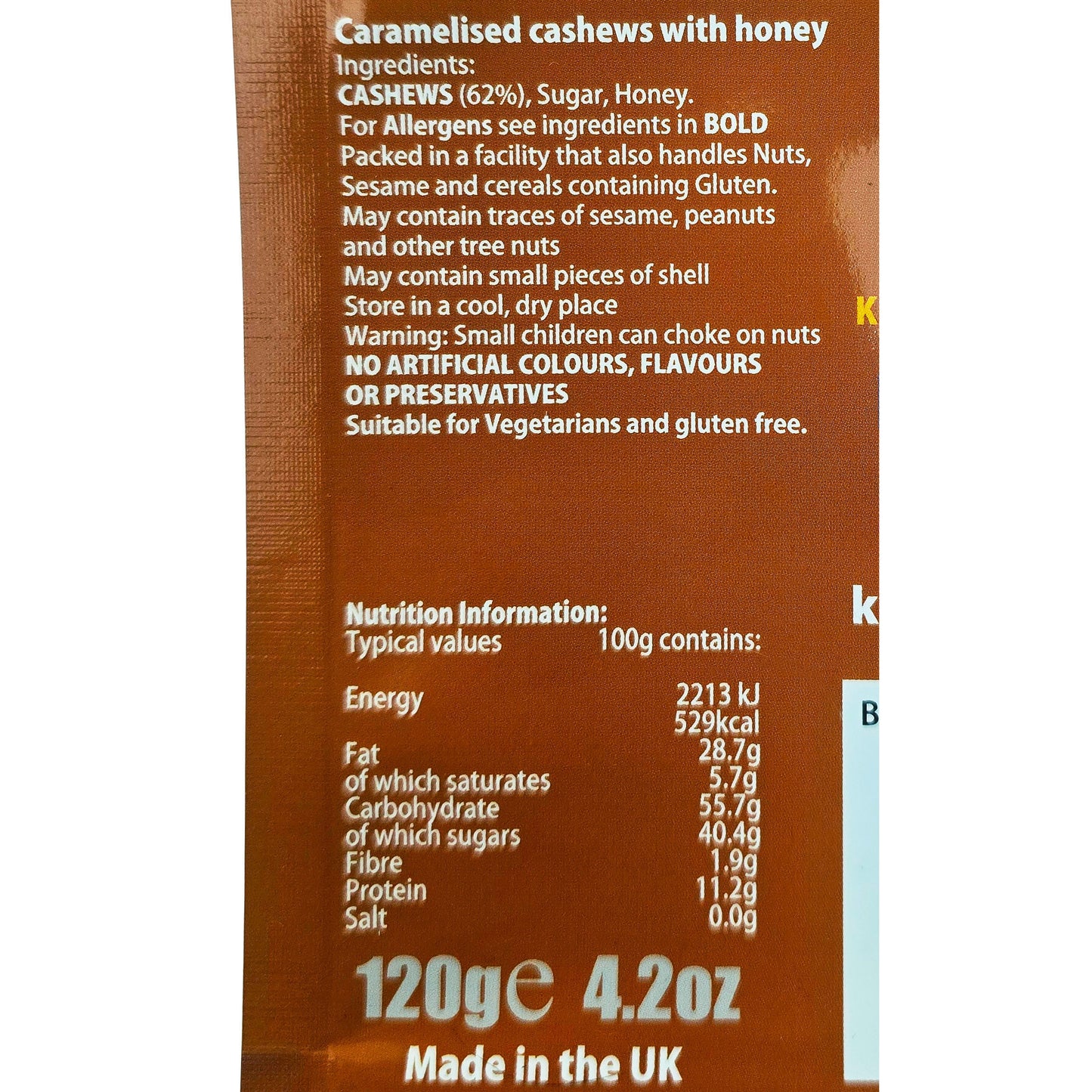Cashews Caramelised Honey 120g pack