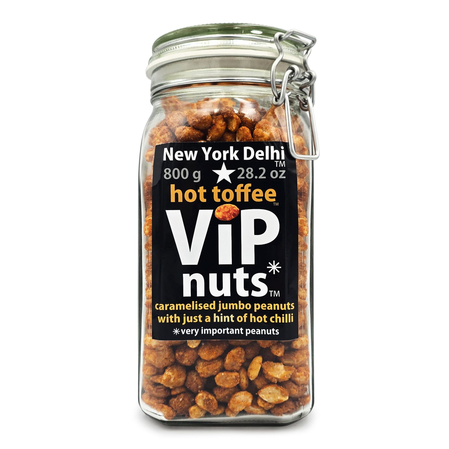 Hot Toffee Peanuts in Glass Bar Jar 800g ViPnuts