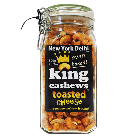 King Cashews Toasted Cheese in Glass Bar Jar 800g