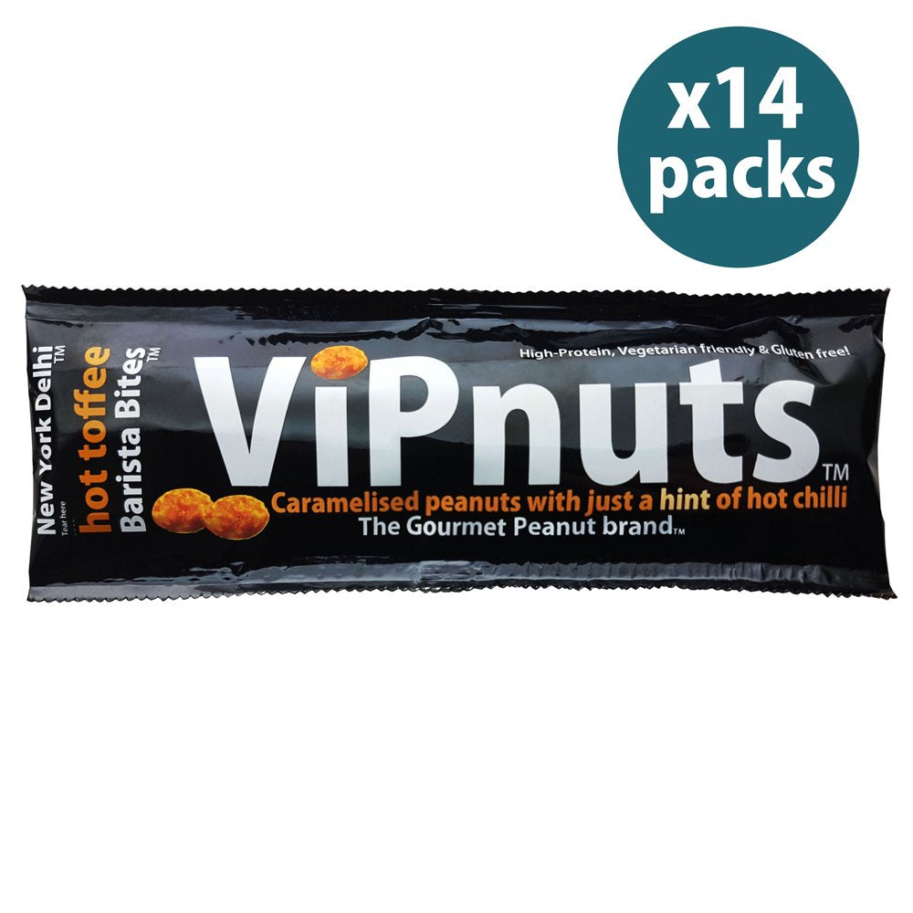 ViPnuts Hot Toffee Caramelised peanuts 14 x 27g shot box