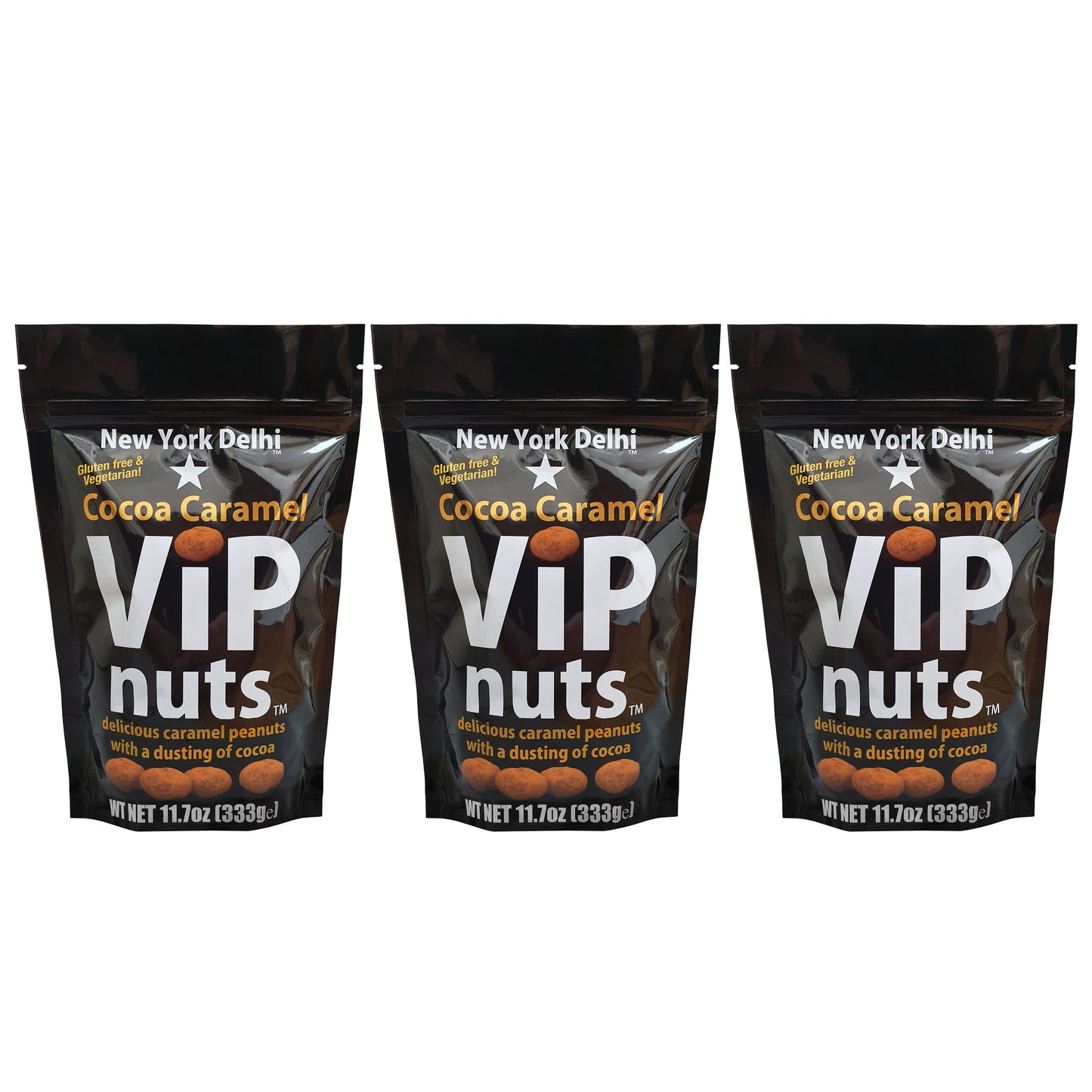 ViPnuts Cocoa Caramel peanuts  3 x 333g Hero size